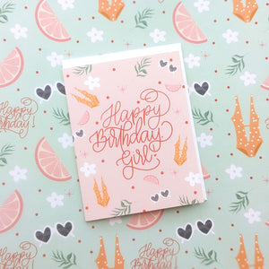 beach tropical theme girl birthday party gift wrapping paper with matching greeting cards by fioribelle