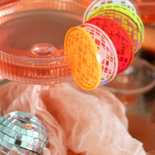 Load image into Gallery viewer, neon disco ball drink tags by fioribelle