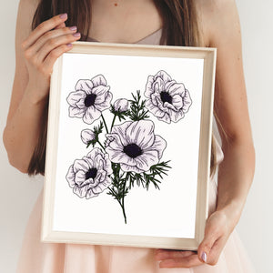 spring home decor - anemone floral art print by fioribelle