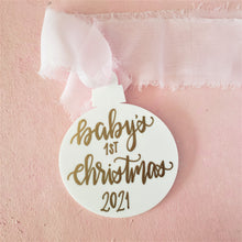Load image into Gallery viewer, gold ink personalized baby&#39;s first christmas ornament by fioribelle