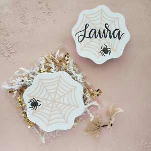 pastel halloween spiderweb place card set by fioribelle