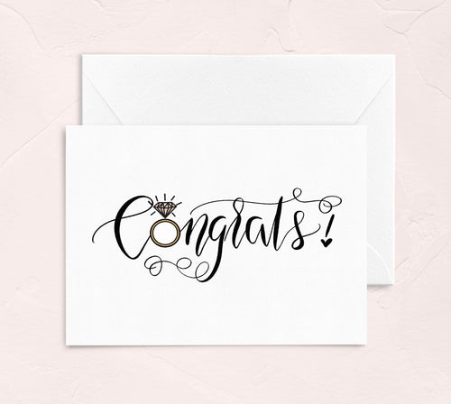 congratulations on your engagement calligraphy greeting card by fioribelle