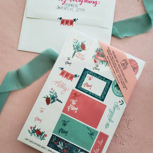floral modern holiday gift tag sticker sheet by fioribelle