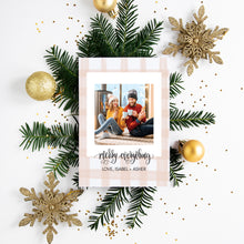 Load image into Gallery viewer, personalized modern holiday cards in blush plaid by fioribelle