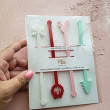 Load image into Gallery viewer, mint christmas trees - acrylic drink stirrers