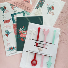 Load image into Gallery viewer, pink and mint holiday stationery and party good
