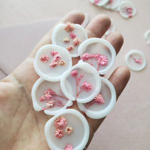 pink flower wedding wax seals for invitations
