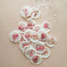 Load image into Gallery viewer, dried pressed pink florals on vellum wax seals