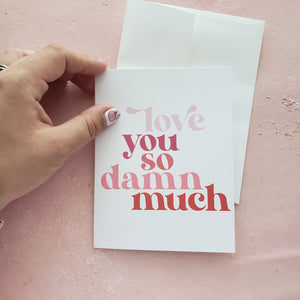 love you so much greeting card in pink and red