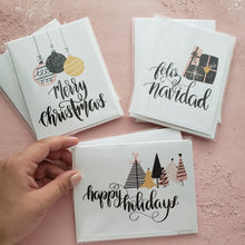 Load image into Gallery viewer, set of 6 assorted modern calligraphy christmas greeting cards by fioribelle