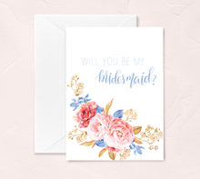 Load image into Gallery viewer, will you be my bridesmaid floral greeting card by fioribelle