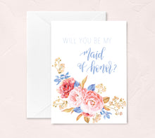 Load image into Gallery viewer, will you be my maid of honor floral greeting card by fioribelle