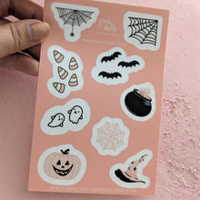 Load image into Gallery viewer, cute and spooky halloween sticker sheet for planners by fioribelle