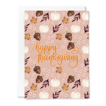 Load image into Gallery viewer, watercolor pumpkin pattern thanksgiving greeting card