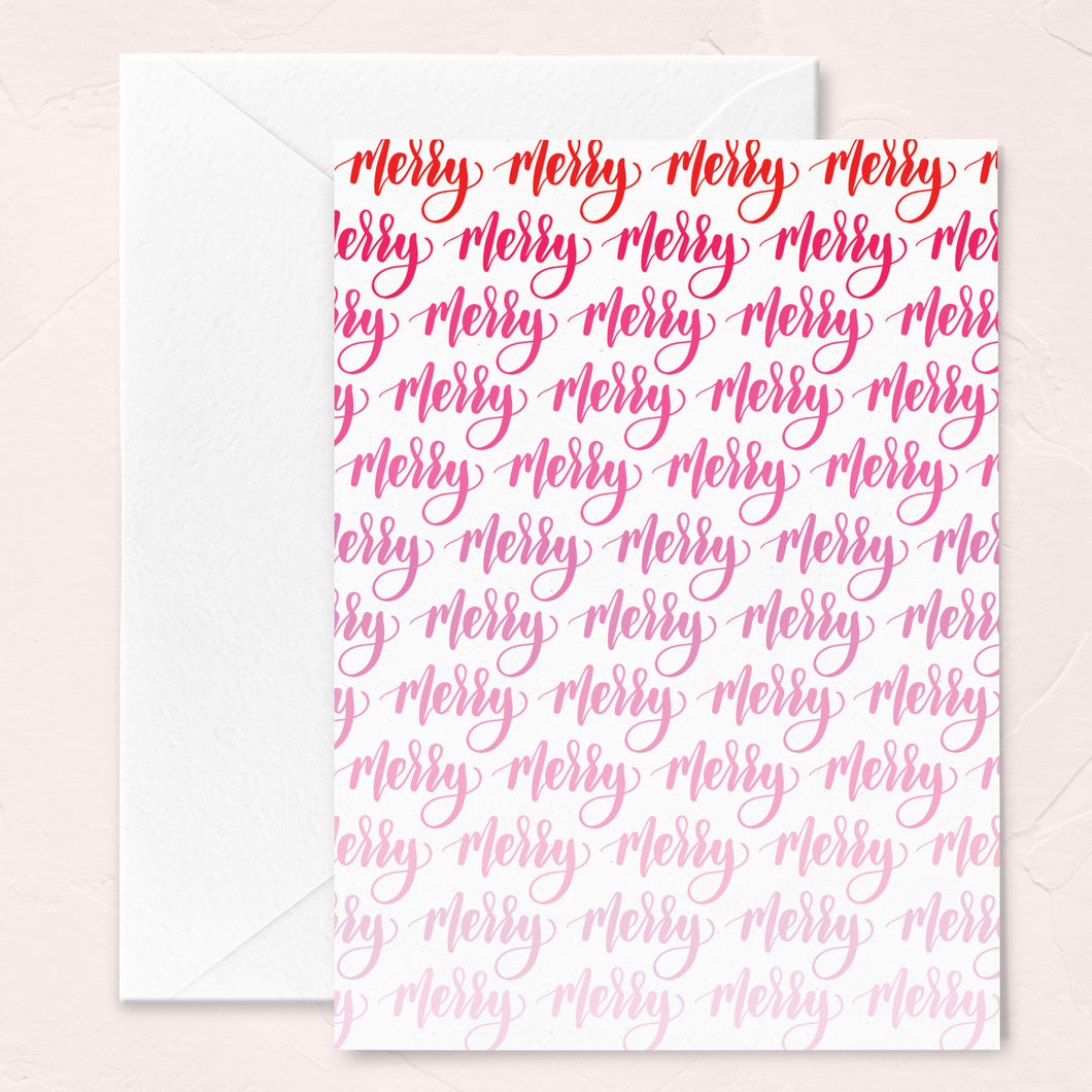 Ombre Pink Merry Greeting Card