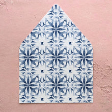 Load image into Gallery viewer, euro flap envelope liner size a7 with a blue mediterranean tile pattern