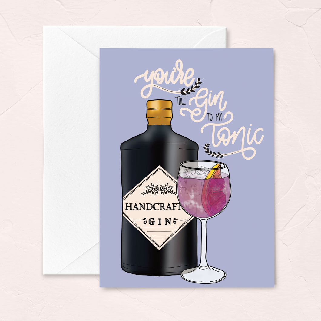 anniversary card with a gin and tonic cocktail illustration by fioribelle