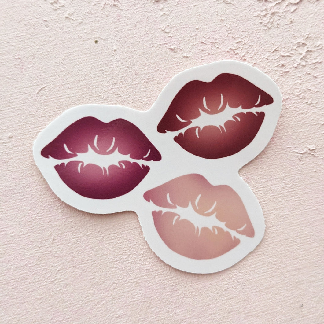three kisses vinyl sticker