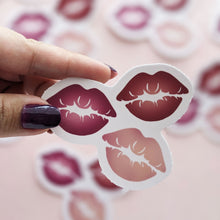 Load image into Gallery viewer, valentines day three kisses red and pink vinyl sticker