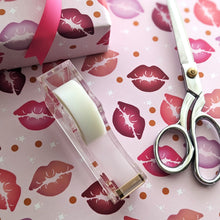 Load image into Gallery viewer, red and pink lip kiss pattern for valentines day wrapping paper