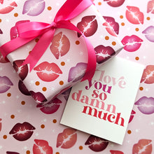 Load image into Gallery viewer, lip kiss pattern valentine&#39;s day wrapping paper sheets by fioribelle