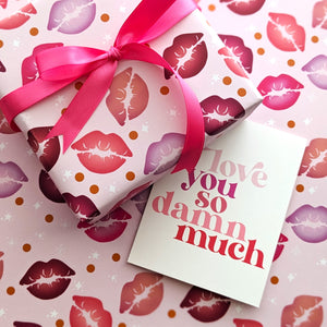 lip kiss pattern valentine's day wrapping paper sheets by fioribelle