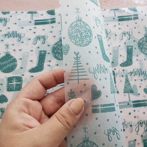 teal green christmas tissue paper 