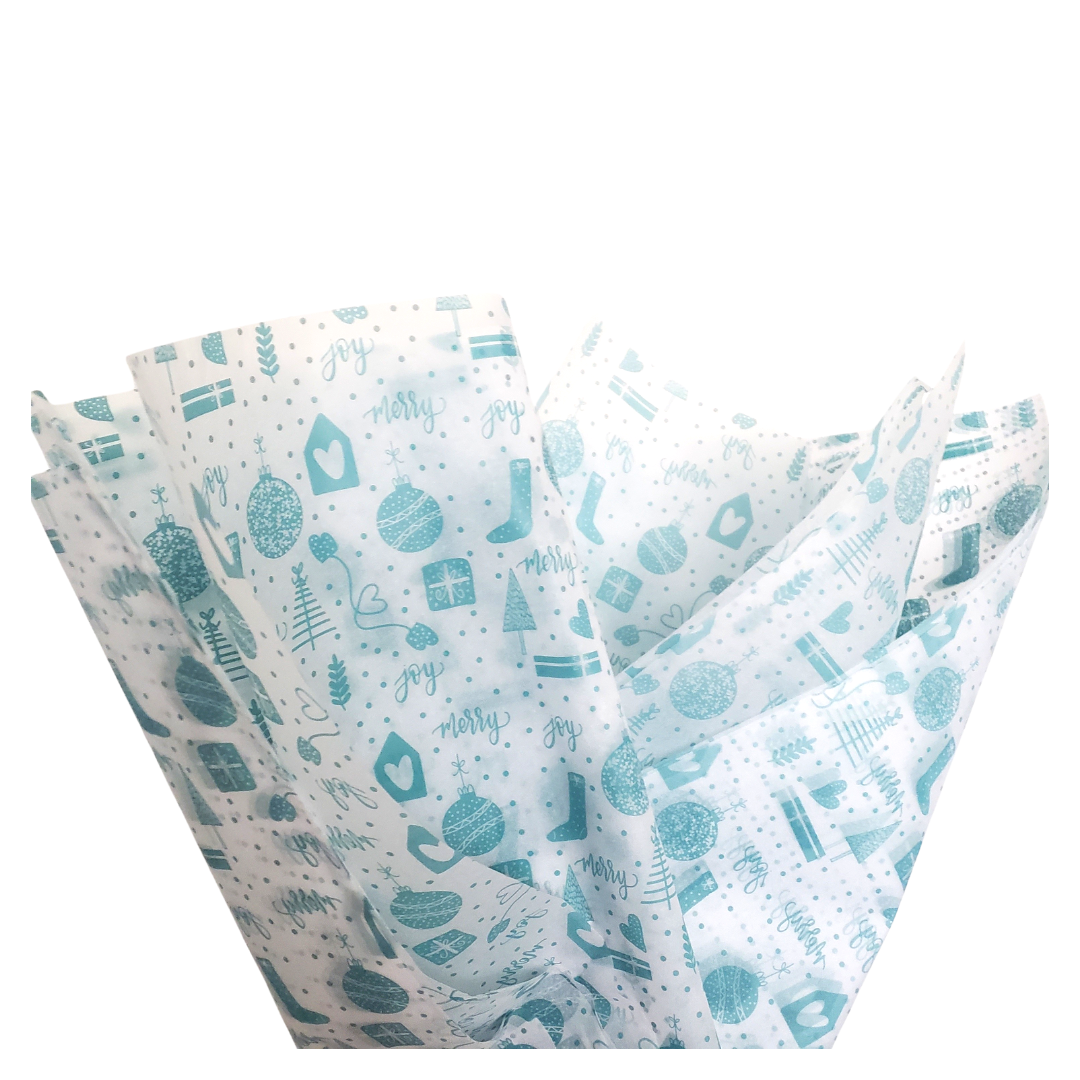 Teal Christmas Tree Pattern Tissue Paper - Eco Friendly Holiday Gift Wrap –  fioribelle
