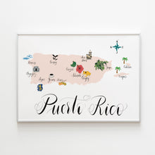 Load image into Gallery viewer, Puerto Rico Map Art Print by Fioribelle