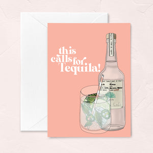 cute congratulations card with tequila bottle illustration