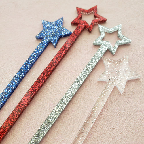 glitter stars independence day drink stirrers