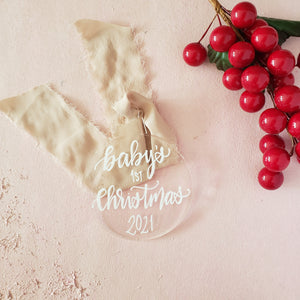 clear acrylic ornament for baby's first Christmas by fioribelle