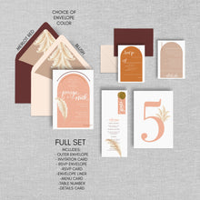 Load image into Gallery viewer, terracotta arch boho wedding invitation set by fioribelle