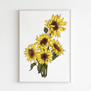 yellow sunflowers art print for home decor by fioribelle