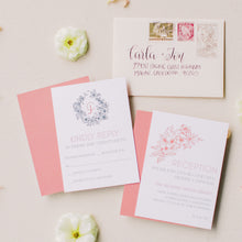 Load image into Gallery viewer, coral floral wedding invitation rsvp card and reception card by fioribelle