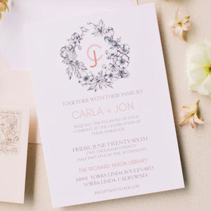 wedding invitation with black anemones by fioribelle