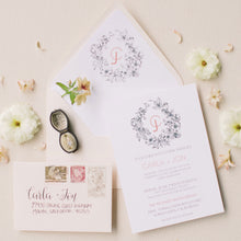 Load image into Gallery viewer, classic floral monogram wedding invitation by fioribelle