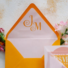Load image into Gallery viewer, wedding invitation envelope liners with personalized initials