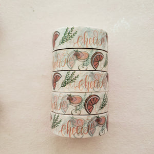 illustrated cocktail pattern washi tape for planners, journals and gift wrapping