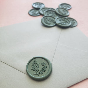 dark green stick on wax seals for wedding envelopes