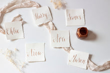 Load image into Gallery viewer, rose gold calligraphy wedding place cards by fioribelle
