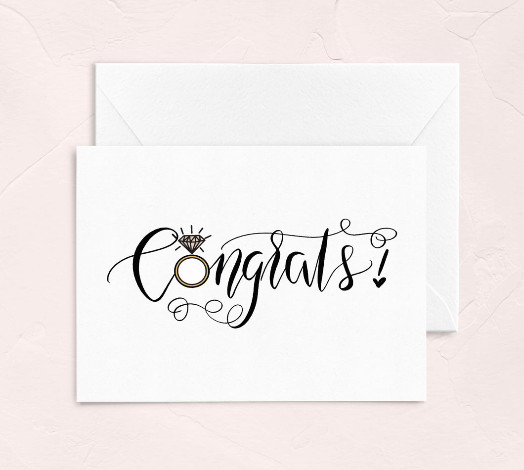 congratulations on your engagement calligraphy greeting card by fioribelle