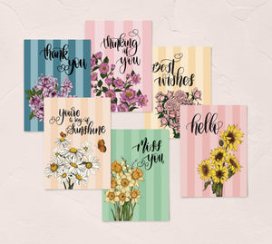 assorted everyday floral greeting cards boxed set of 6 by Fioribelle