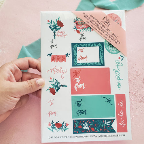 modern floral holiday gift tag stickers by fioribelle