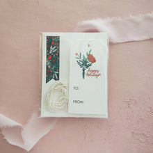 Load image into Gallery viewer, happy holidays and joy floral modern gift tags set by fioribelle