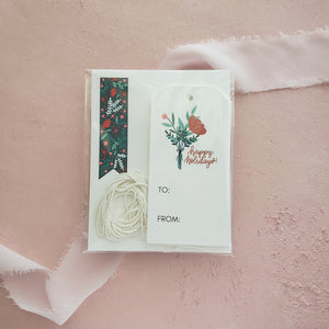 happy holidays and joy floral modern gift tags set by fioribelle