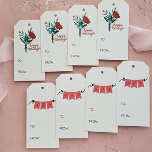 8 modern floral red and green gift tags for christmas presents by fioribelle