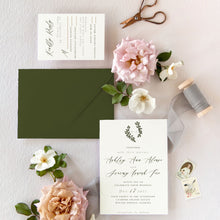 Load image into Gallery viewer, formal wedding invitations for winter green wedding by fioribelle