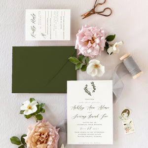 formal wedding invitations for winter green wedding by fioribelle