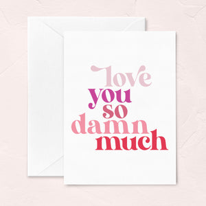 ombre pink and red love greeting card